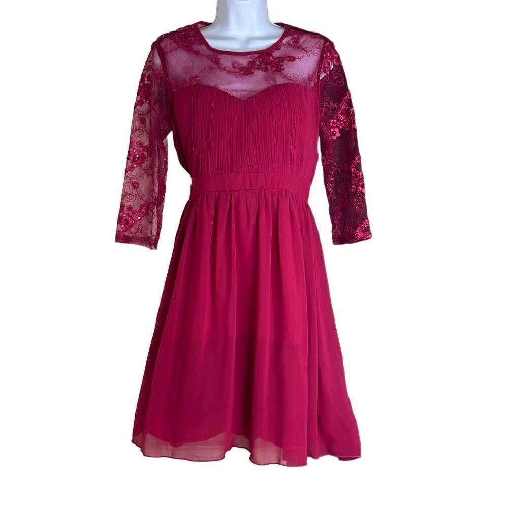 London Dress Company Size 10 Lisa Lace Cocktail Dress‎ Burgundy Cruise Wear NWT